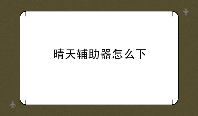 晴天辅助器怎么下