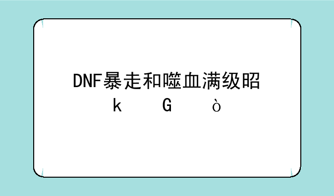 DNF暴走和噬血满级是多少级？