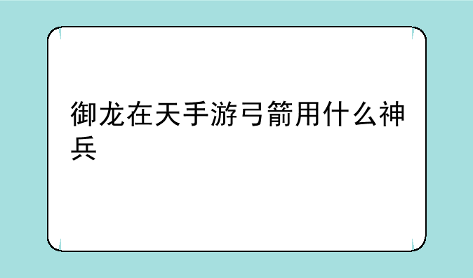 御龙在天手游弓箭用什么神兵