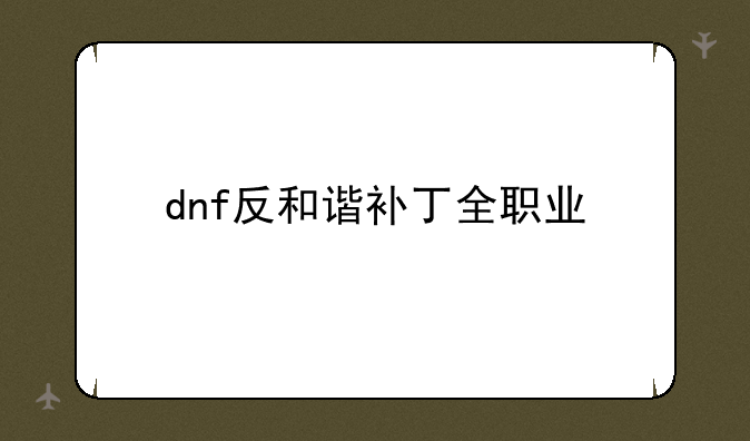 dnf反和谐补丁全职业