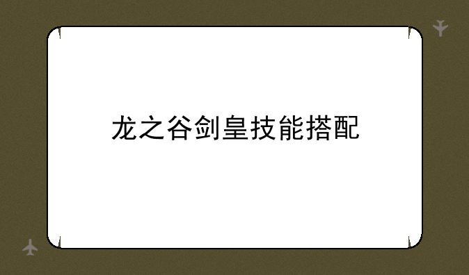 龙之谷剑皇技能搭配