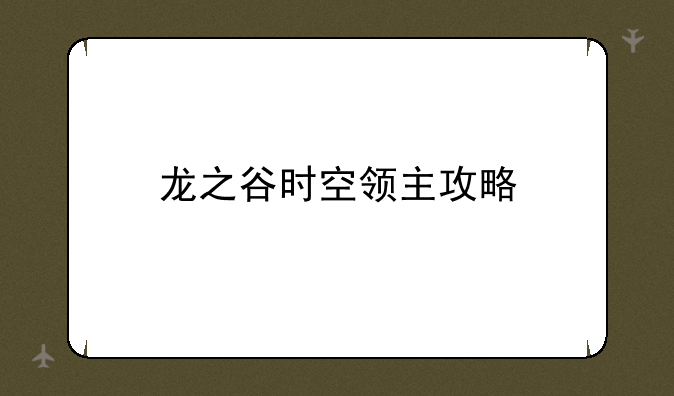 龙之谷时空领主攻略
