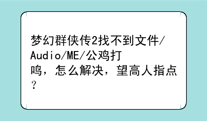 梦幻群侠传2找不到文件/Audio/ME/公鸡打鸣，怎么解决，望高人指点？