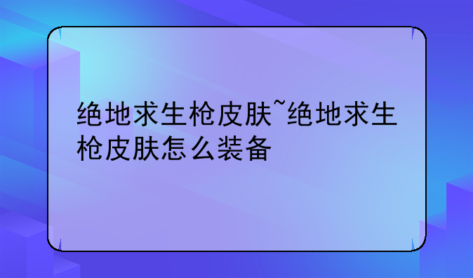 绝地求生枪皮肤~绝地求生枪皮肤怎么装备