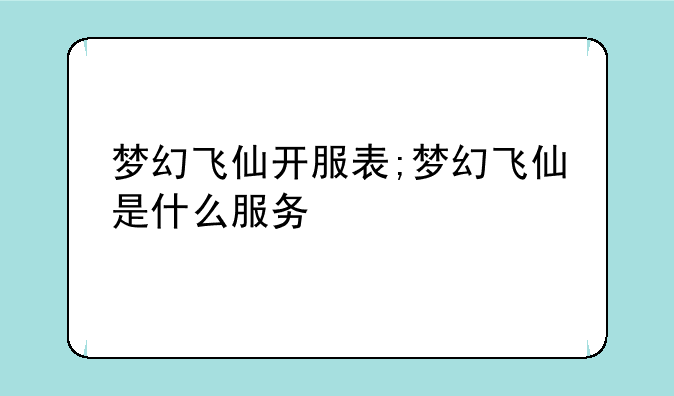 梦幻飞仙开服表;梦幻飞仙是什么服务