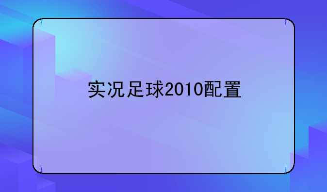 实况足球2010配置