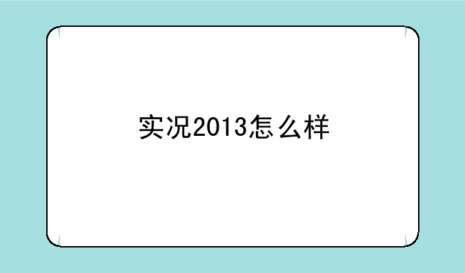 实况2013怎么样